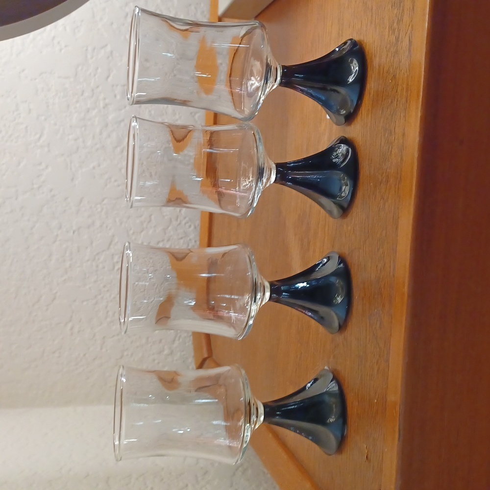 Raven head black stemmed cordial glasses